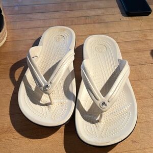 White croc flip flops